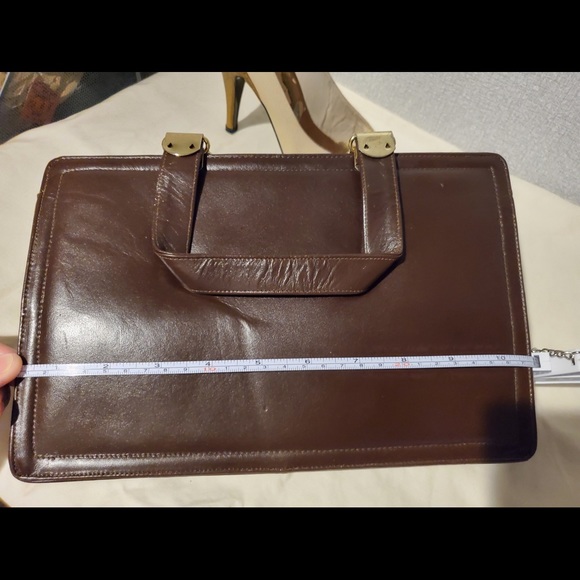 BLOCK BROWN LEATHER HANDBAG - Picture 5 of 12